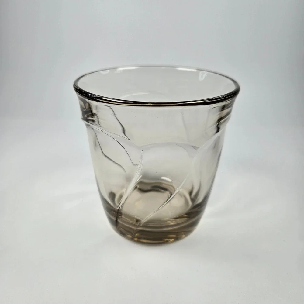 4 Vintage Noritake Sweet Swirl Double Old Fashioned DOF Brown Smoke Glasses EUC‎